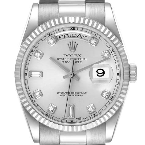 rolex day date 36 white gold price|Rolex presidential 36mm diamond bezel.